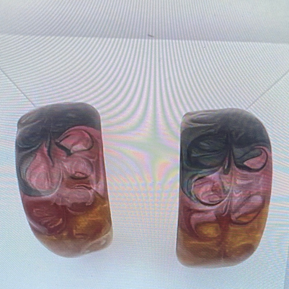 Colorful Carved Hoop Earrings